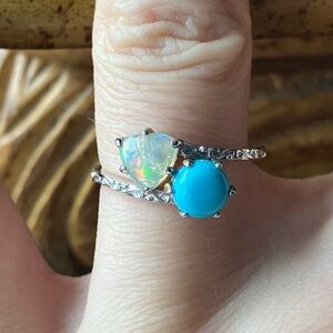 Sleeping Beauty Turquoise Ethiopian Opal Sterling Silver Ring Size 7